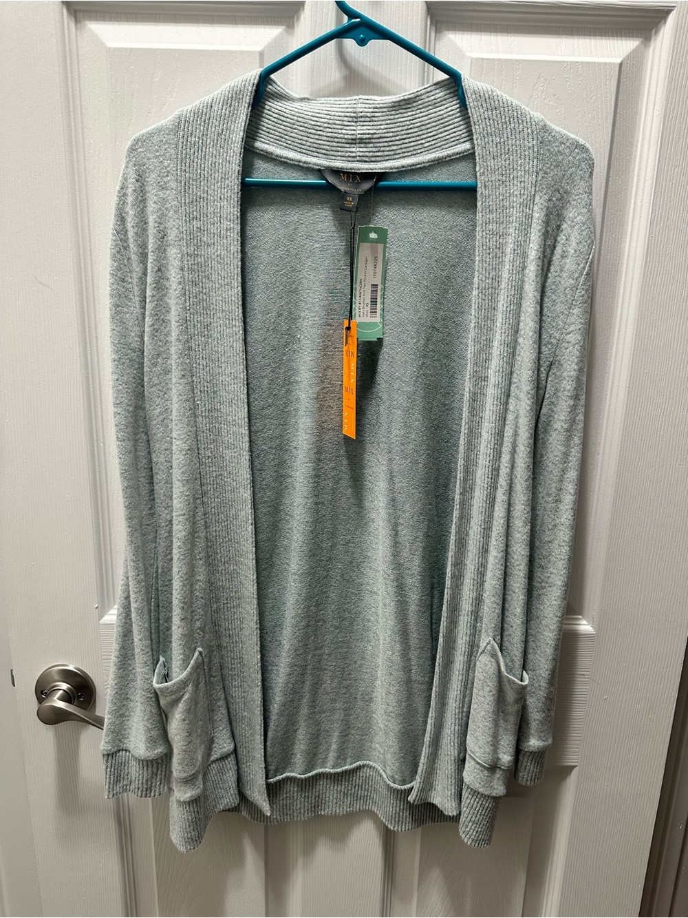 Mix It Soft Mint Open-Front Pocket Cardigan
